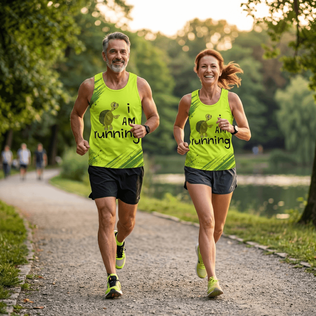 Funny Running Tank Top - Turtle Runner Quote Tech Running Singlet