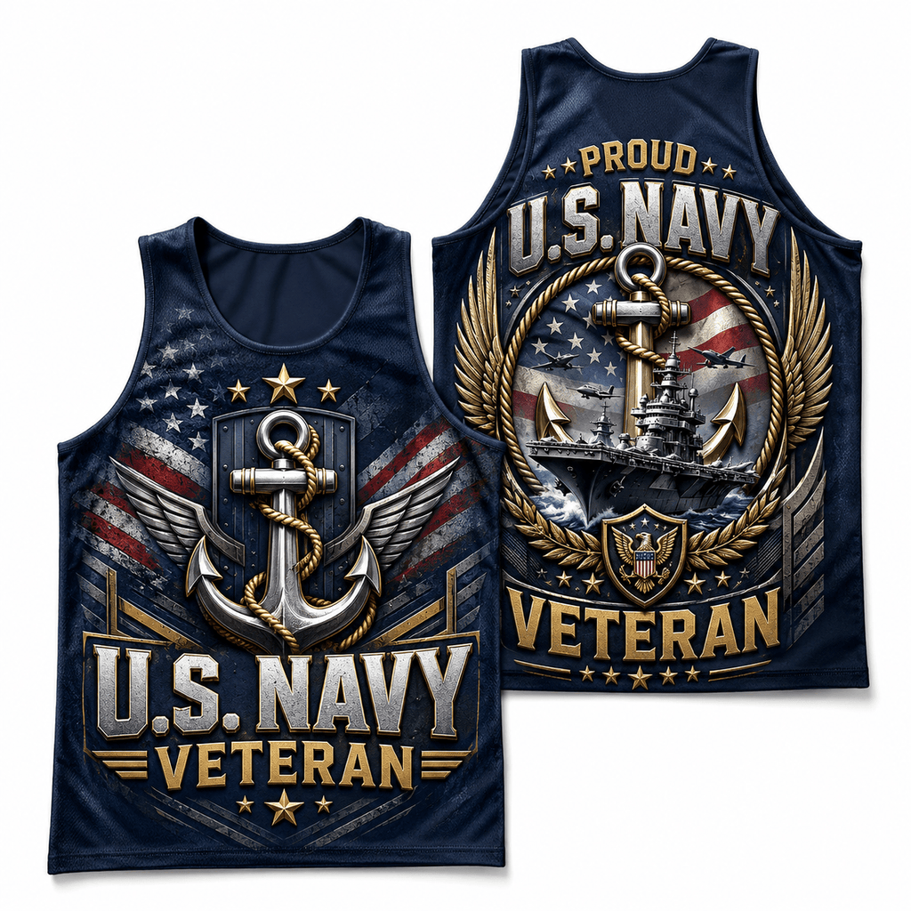 Veteran Running Tank Top - U.S. Navy Anchor Tech Running Singlet