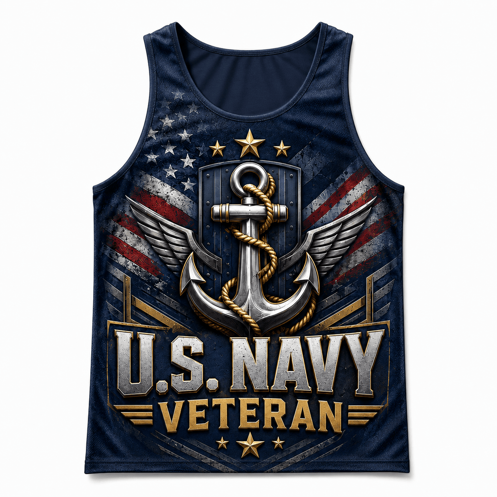 Veteran Running Tank Top - U.S. Navy Anchor Tech Running Singlet