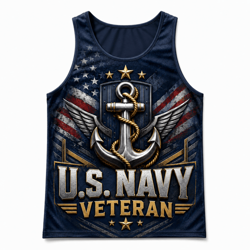 Veteran Running Tank Top - U.S. Navy Anchor Tech Running Singlet
