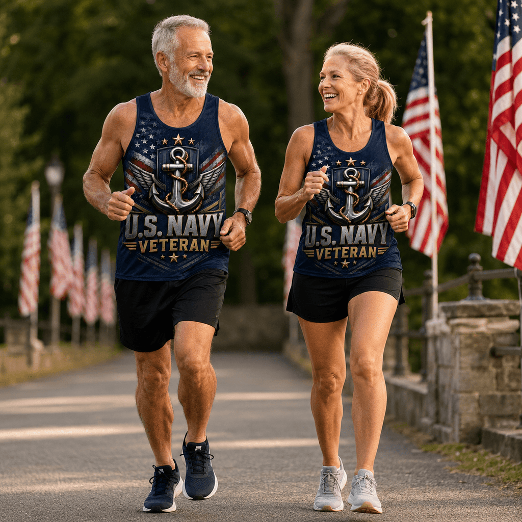 Veteran Running Tank Top - U.S. Navy Anchor Tech Running Singlet