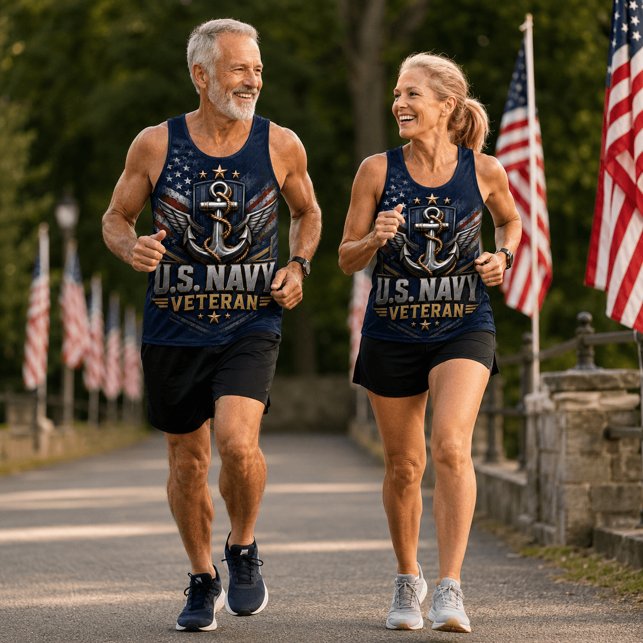 Veteran Running Tank Top - U.S. Navy Anchor Tech Running Singlet