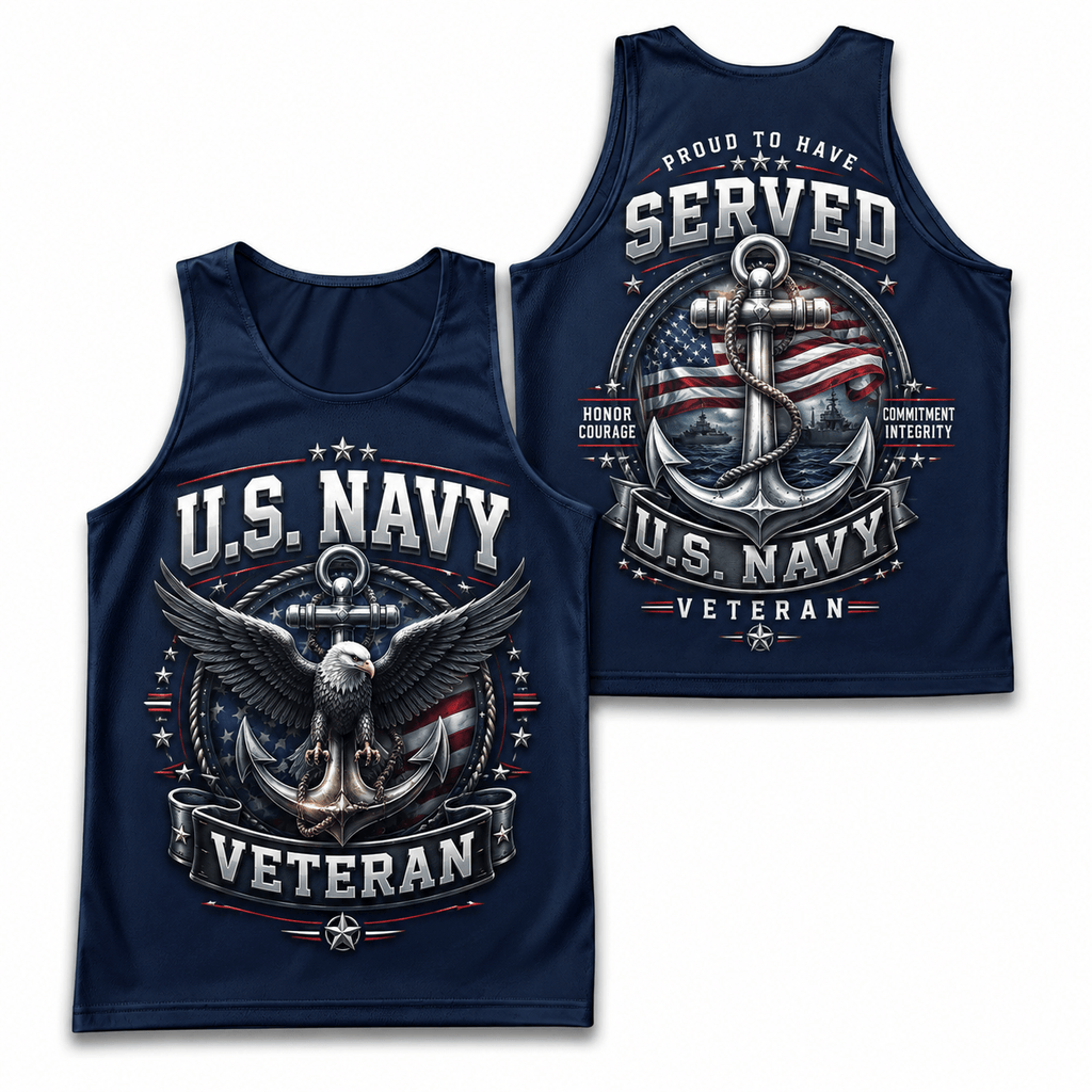 Veteran Running Tank Top - U.S. Navy Veteran Tech Running Singlet