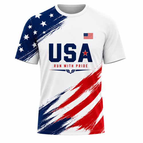 Patriotic Running T-Shirt - USA Freedom Tech Running Tee