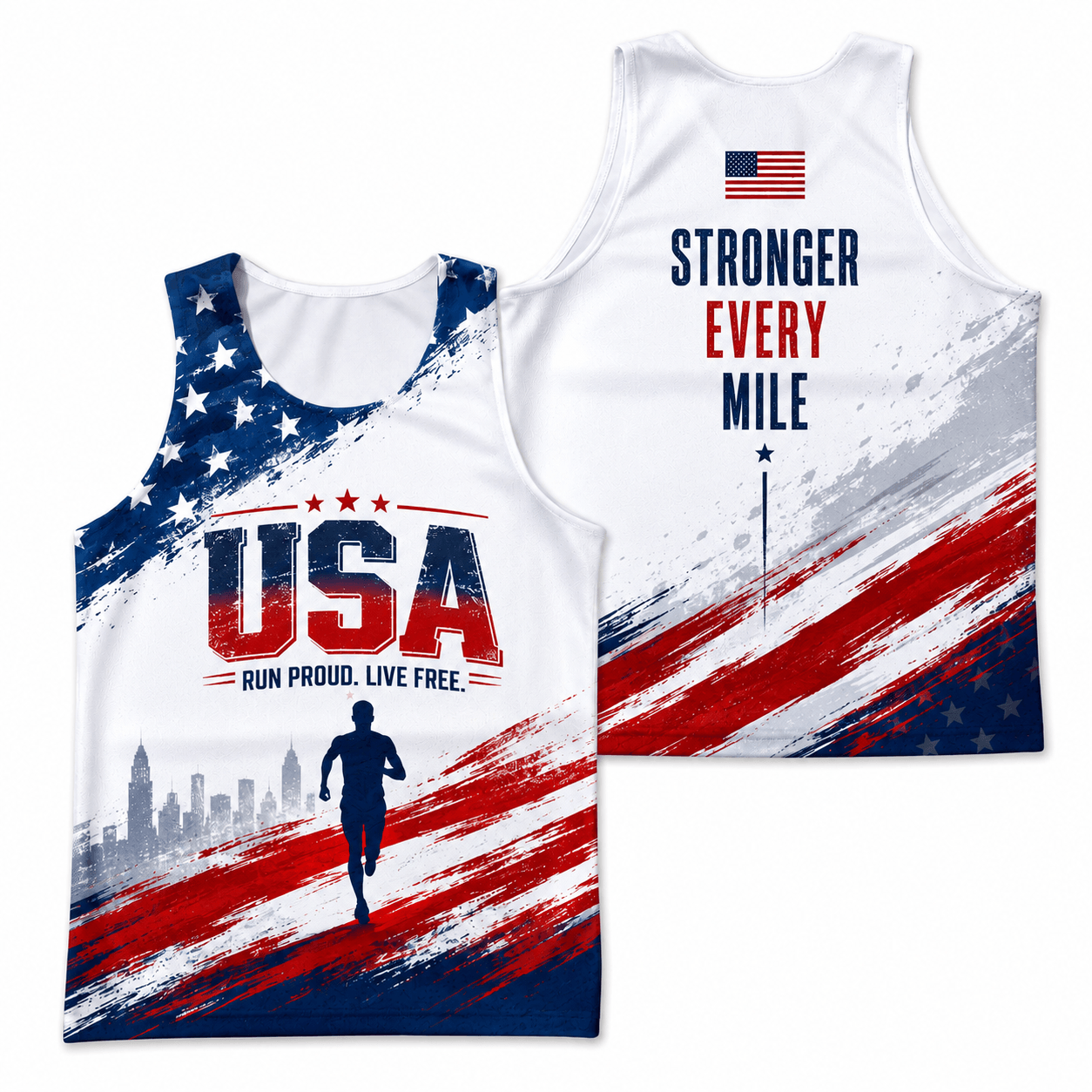 USA Running Tank Top Run Proud Live Free Runner Running Singlet for Men and Women