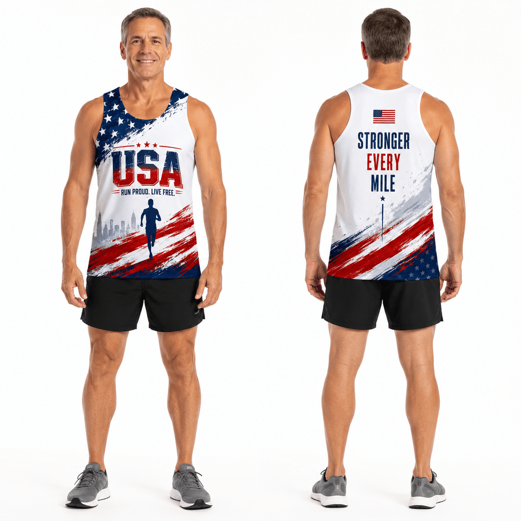USA Running Tank Top Run Proud Live Free Runner Running Singlet for Men and Women