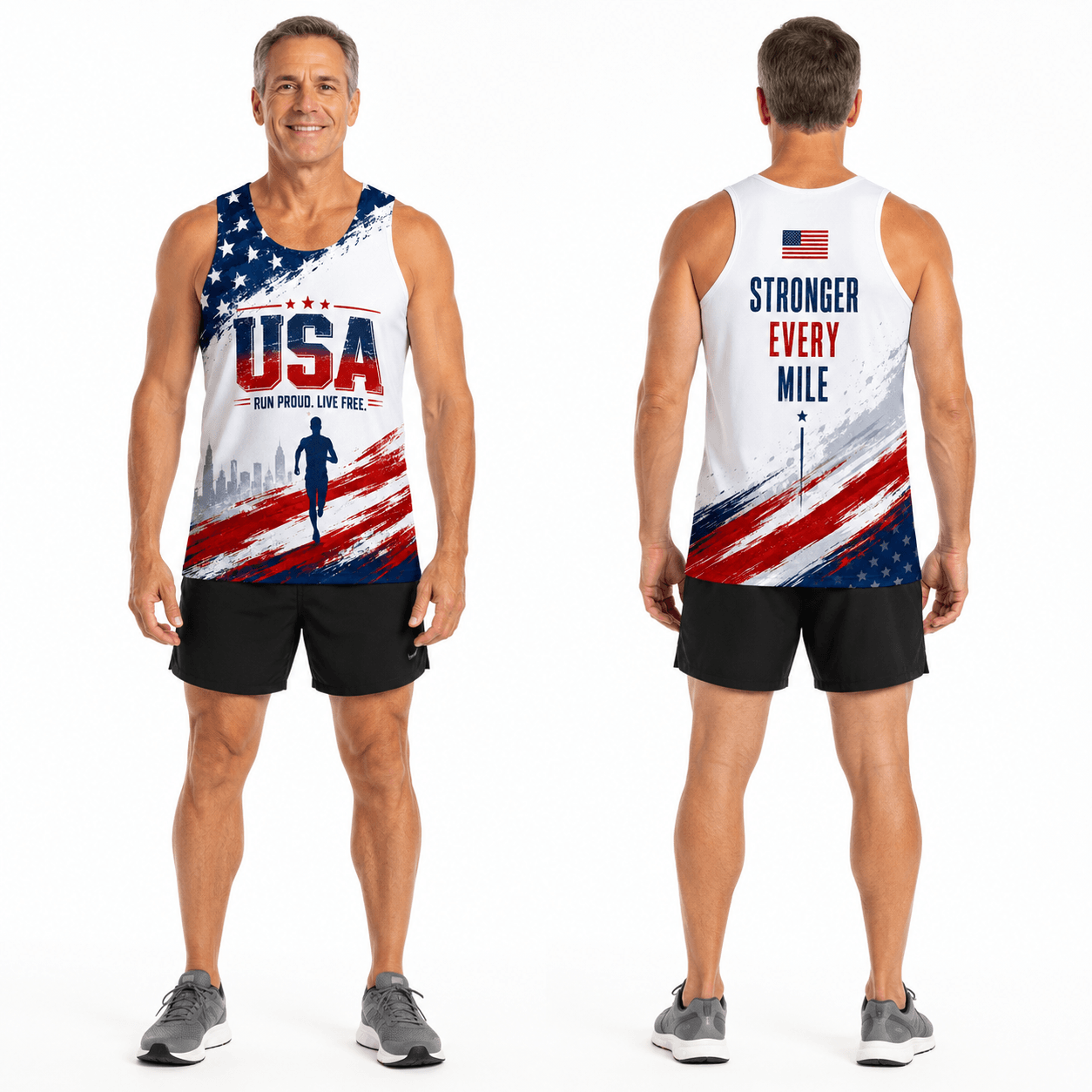 USA Running Tank Top Run Proud Live Free Runner Running Singlet for Men and Women