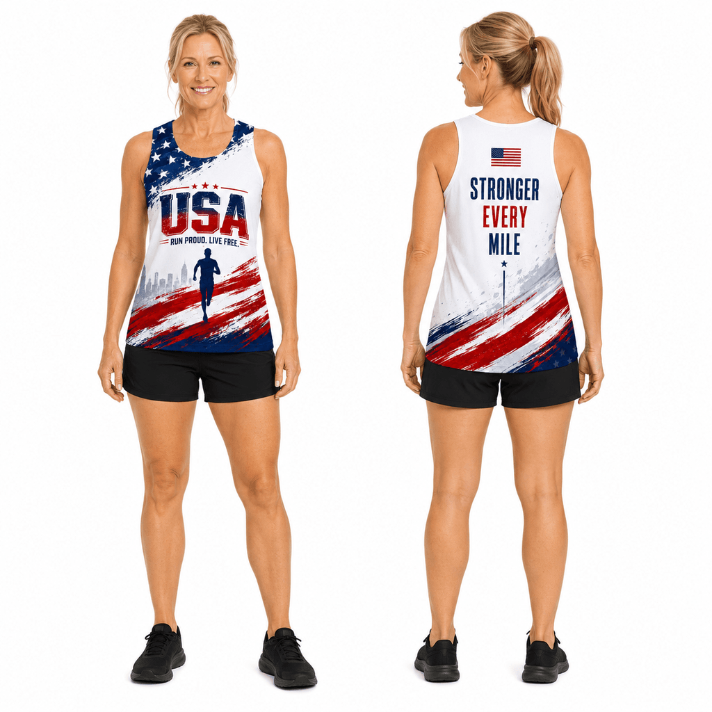 USA Running Tank Top Run Proud Live Free Runner Running Singlet for Men and Women