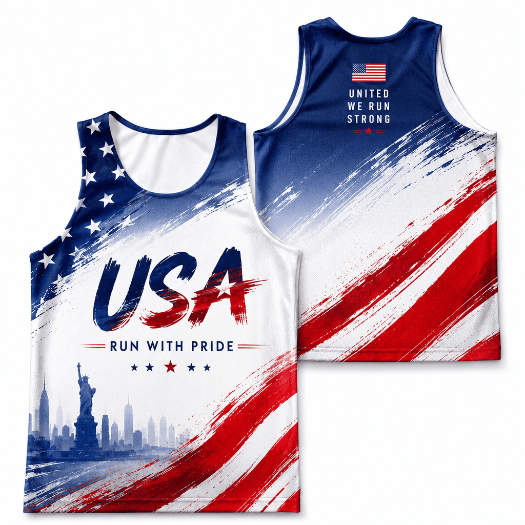 USA Running Tank Top United We Run Strong Running Singlet for Men and Women