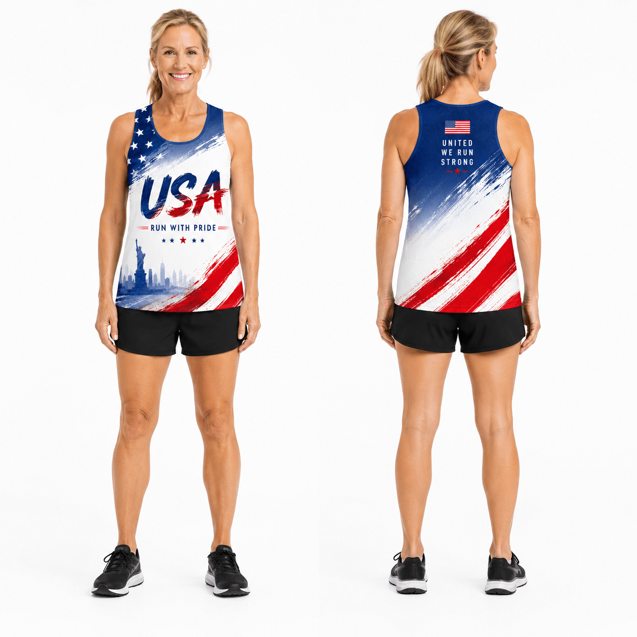 USA Running Tank Top United We Run Strong Running Singlet for Men and Women