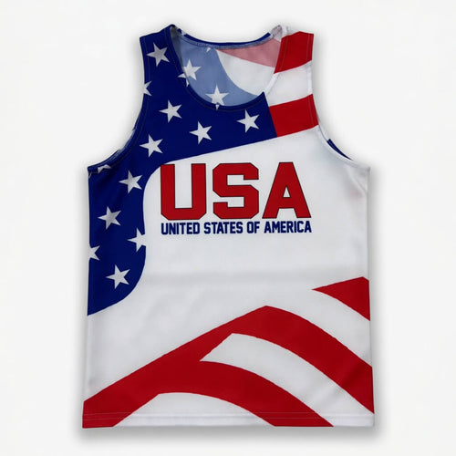 USA Running Tank Top - Patriotic Tech Running Singlet