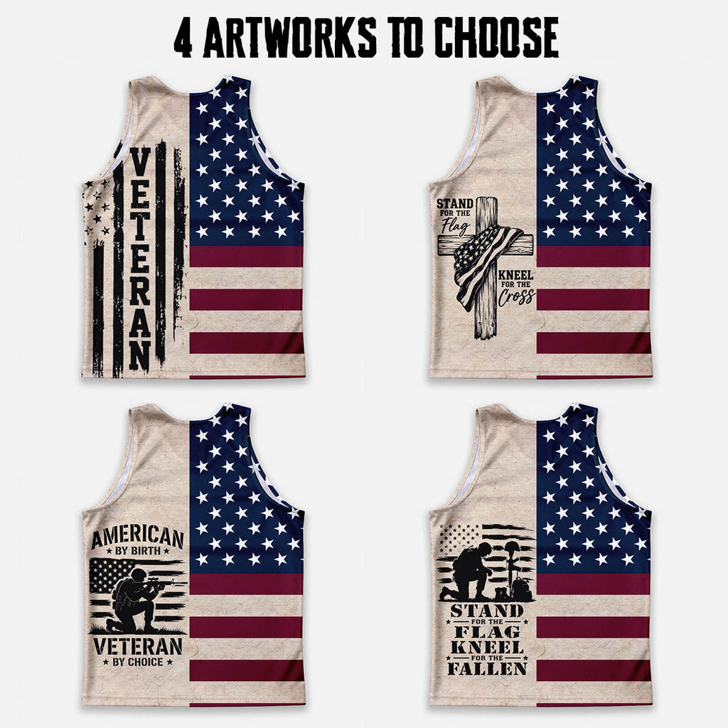 Customized Name & Years Served Amercan Flag Veteran Running Tank Top