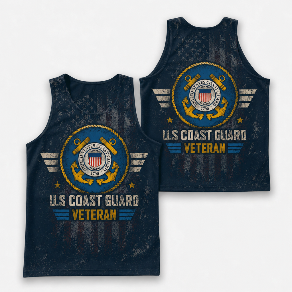 Veteran Running Tank Top - US Coast Guard Veteran Tech Singlet