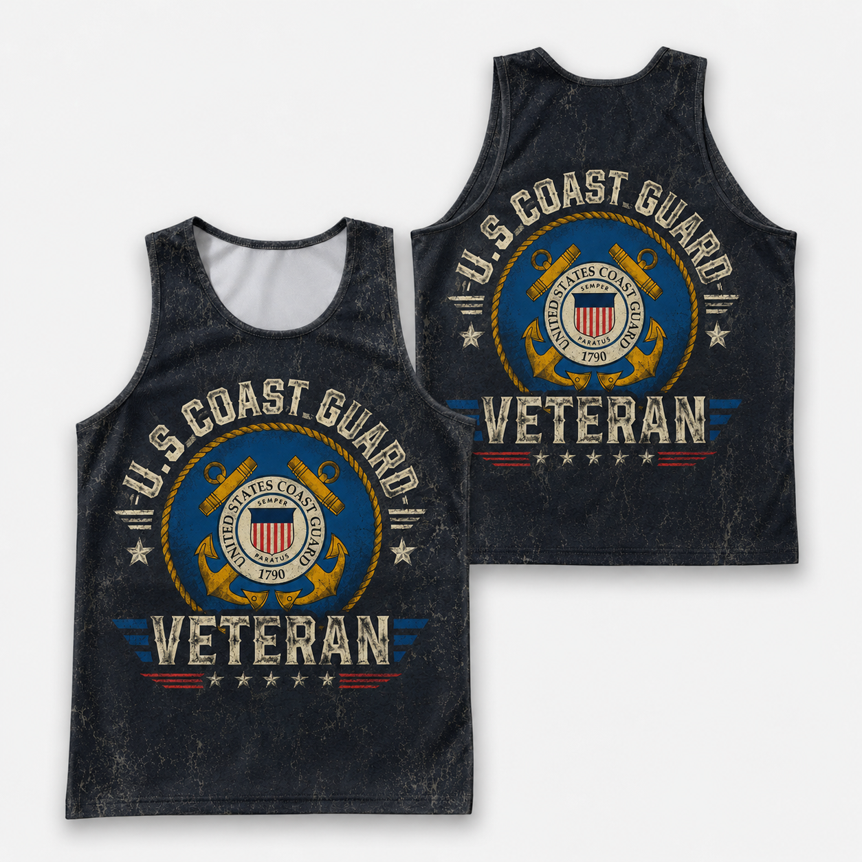Veteran Running Tank Top - US Coast Guard Veteran V2 Tech Singlet