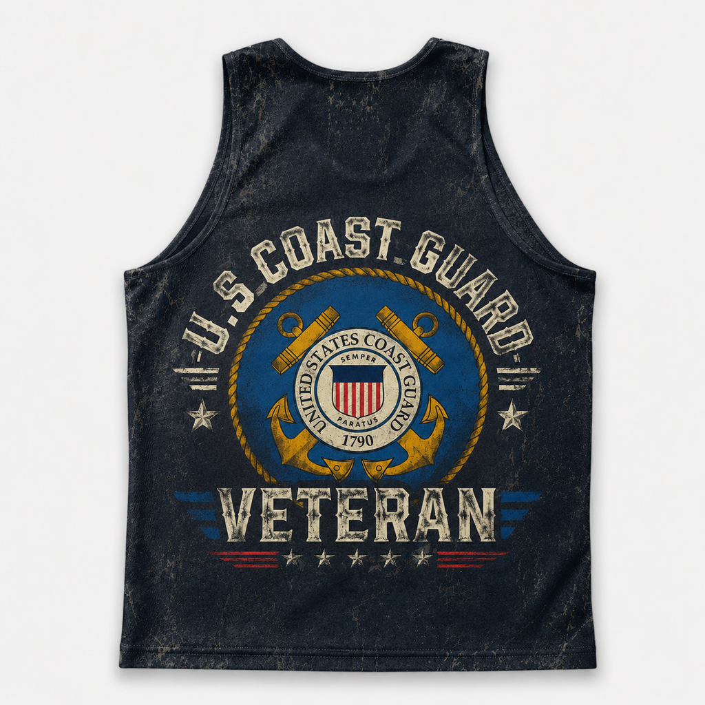 Veteran Running Tank Top - US Coast Guard Veteran V2 Tech Singlet