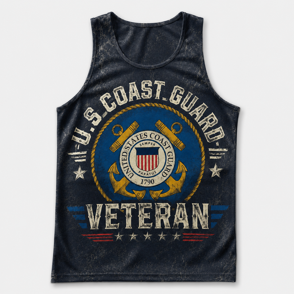 Veteran Running Tank Top - US Coast Guard Veteran V2 Tech Singlet