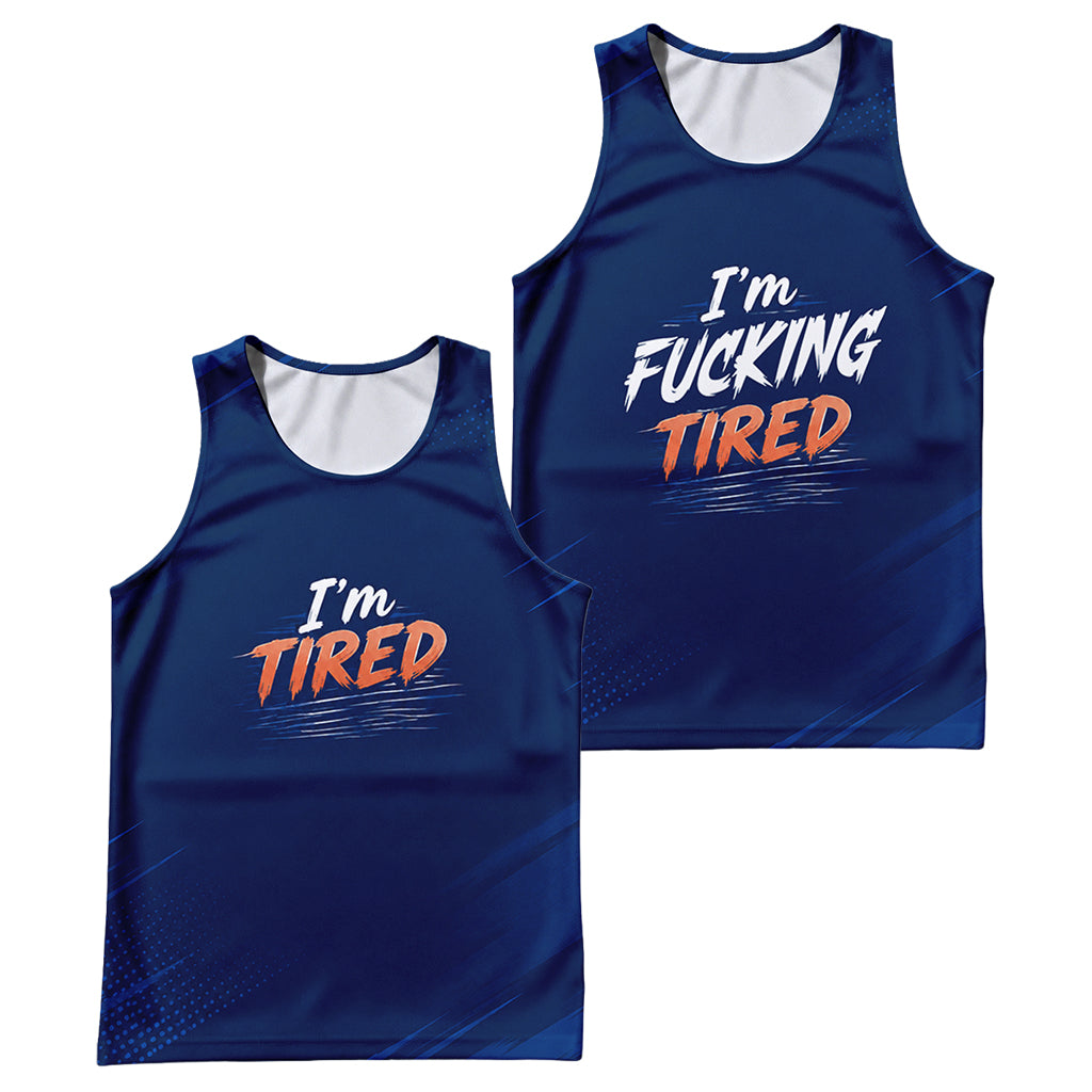 Funny Running Tank Top I'm Tired Couple Running Singlet for Men and Women