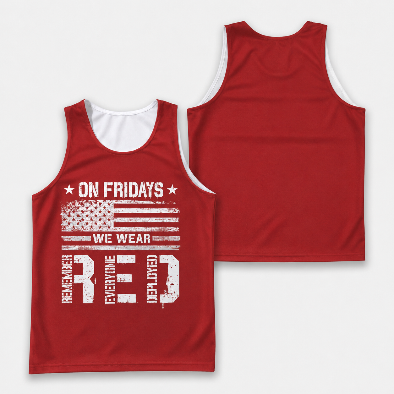 Military Supportive  Running Tank Top On Friday We Wear Red American Flag Tech Singlet