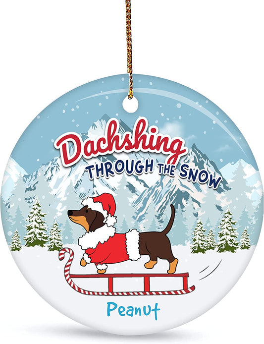 Perosnalized Dachshund Wiener Christmas Ornament - Custom Dachshund and Custome Christmas Ornament for Dog Lovers